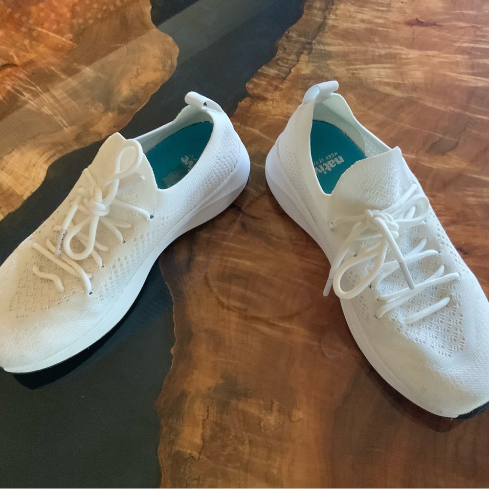 NATIVE White Perforated Athletic Shoes - 7.5
